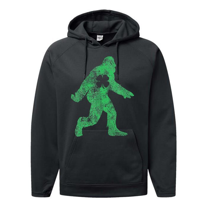 St Patricks Day Bigfoot Irish Sasqautch Saint Paddy's Gift Performance Fleece Hoodie