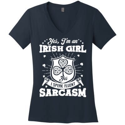 St Patrick's Day Irish Girl I'm an Irish Girl Funny Patricks Women's V-Neck T-Shirt