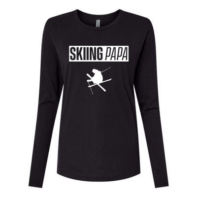 Skiing Papa Dad Skier Ski Father Gift Womens Cotton Relaxed Long Sleeve T-Shirt