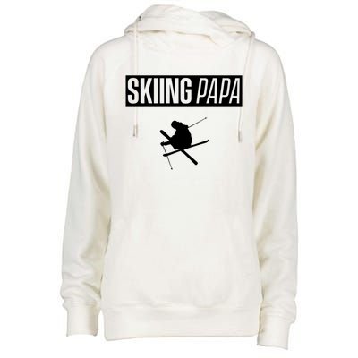 Skiing Papa Dad Skier Ski Father Gift Womens Funnel Neck Pullover Hood