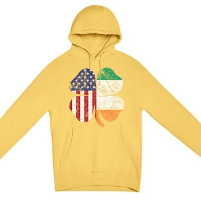 St Patricks Day Irish American Flag Ireland Shamrock Paddys Funny Gift Premium Pullover Hoodie