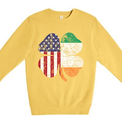 St Patricks Day Irish American Flag Ireland Shamrock Paddys Funny Gift Premium Crewneck Sweatshirt