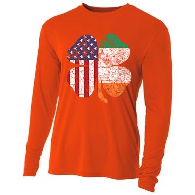 St Patricks Day Irish American Flag Ireland Shamrock Paddys Funny Gift Cooling Performance Long Sleeve Crew