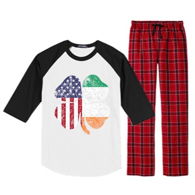 St Patricks Day Irish American Flag Ireland Shamrock Paddys Funny Gift Raglan Sleeve Pajama Set