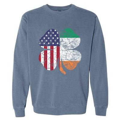 St Patricks Day Irish American Flag Ireland Shamrock Paddys Funny Gift Garment-Dyed Sweatshirt