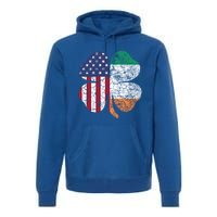 St Patricks Day Irish American Flag Ireland Shamrock Paddys Funny Gift Premium Hoodie