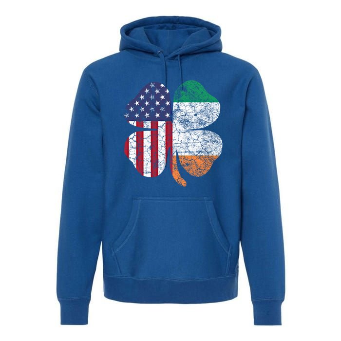 St Patricks Day Irish American Flag Ireland Shamrock Paddys Funny Gift Premium Hoodie