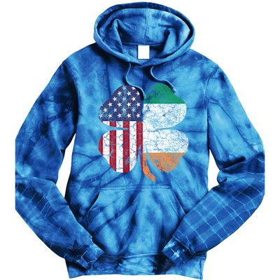 St Patricks Day Irish American Flag Ireland Shamrock Paddys Funny Gift Tie Dye Hoodie