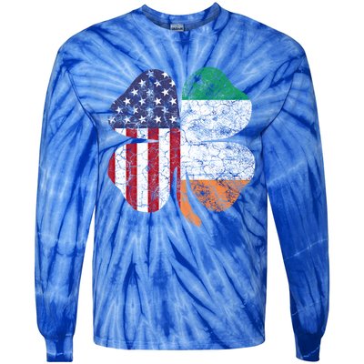 St Patricks Day Irish American Flag Ireland Shamrock Paddys Funny Gift Tie-Dye Long Sleeve Shirt