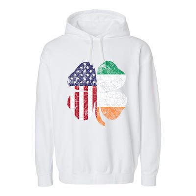 St Patricks Day Irish American Flag Ireland Shamrock Paddys Funny Gift Garment-Dyed Fleece Hoodie