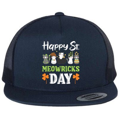 St Patricks Day Outfit Cute Cats Cool Gift Flat Bill Trucker Hat