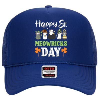 St Patricks Day Outfit Cute Cats Cool Gift High Crown Mesh Back Trucker Hat