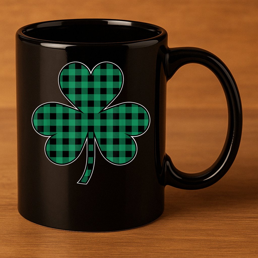St Patricks Day Shirt Irish Wo  Plaid Graphic Shamrock 11oz C Handle Ceramic Mug