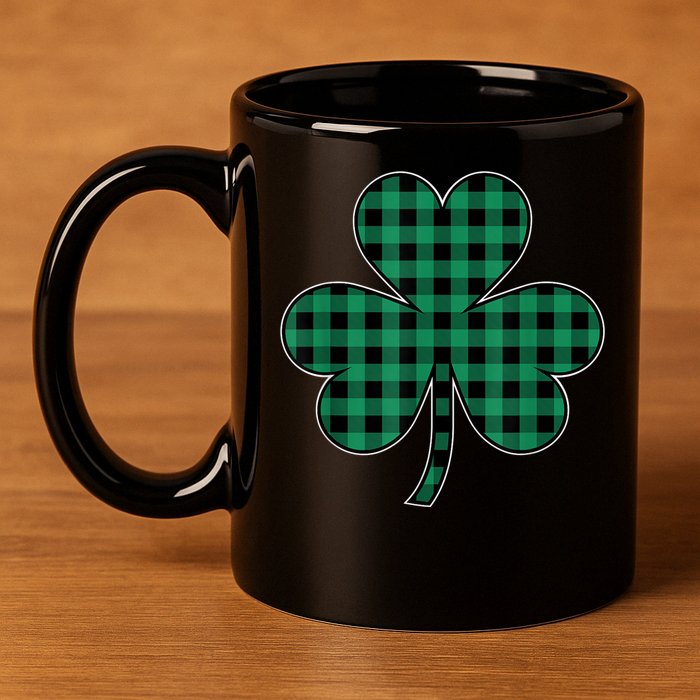 St Patricks Day Shirt Irish Wo  Plaid Graphic Shamrock 11oz C Handle Ceramic Mug