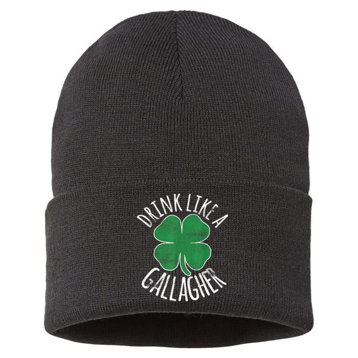 St Patricks Day Beer Drink Like A Gallagher Shamrocks Irish Gift Sustainable Knit Beanie