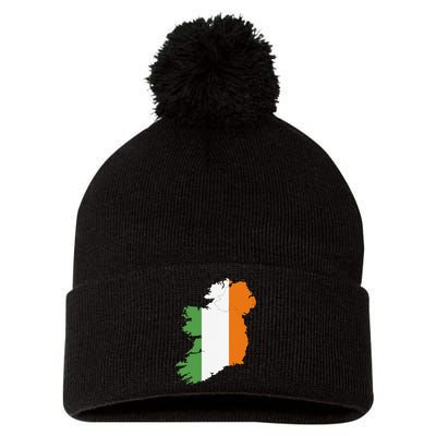 St. Patrick's Day Irish Map And Flag Of Ireland Pom Pom 12in Knit Beanie