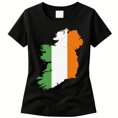 St. Patrick's Day Irish Map And Flag Of Ireland Womens T-Shirt