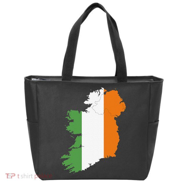 St. Patrick's Day Irish Map And Flag Of Ireland Zip Tote Bag