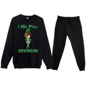 St Patricks Day Anime Leprechaun Miss Shenanigans Teen Gift Premium Crewneck Sweatsuit Set