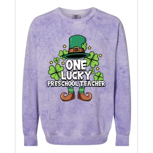 St Patricks Day Leprechaun One Lucky Preschool Teacher Cool Gift Colorblast Crewneck Sweatshirt