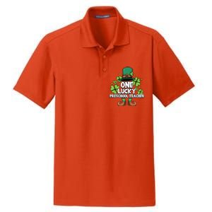 St Patricks Day Leprechaun One Lucky Preschool Teacher Cool Gift Dry Zone Grid Polo