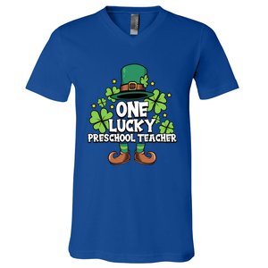 St Patricks Day Leprechaun One Lucky Preschool Teacher Cool Gift V-Neck T-Shirt