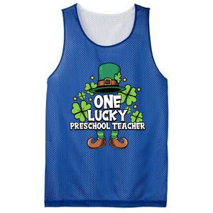 St Patricks Day Leprechaun One Lucky Preschool Teacher Cool Gift Mesh Reversible Basketball Jersey Tank