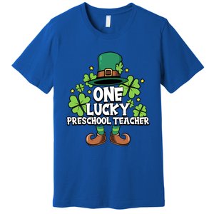 St Patricks Day Leprechaun One Lucky Preschool Teacher Cool Gift Premium T-Shirt