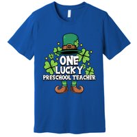 St Patricks Day Leprechaun One Lucky Preschool Teacher Cool Gift Premium T-Shirt