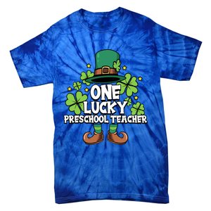 St Patricks Day Leprechaun One Lucky Preschool Teacher Cool Gift Tie-Dye T-Shirt