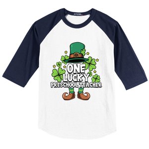 St Patricks Day Leprechaun One Lucky Preschool Teacher Cool Gift Baseball Sleeve Shirt