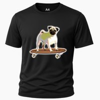 Skateboarding Pug Dog Riding Skateboard Skater Gift Cooling Performance Crew T-Shirt
