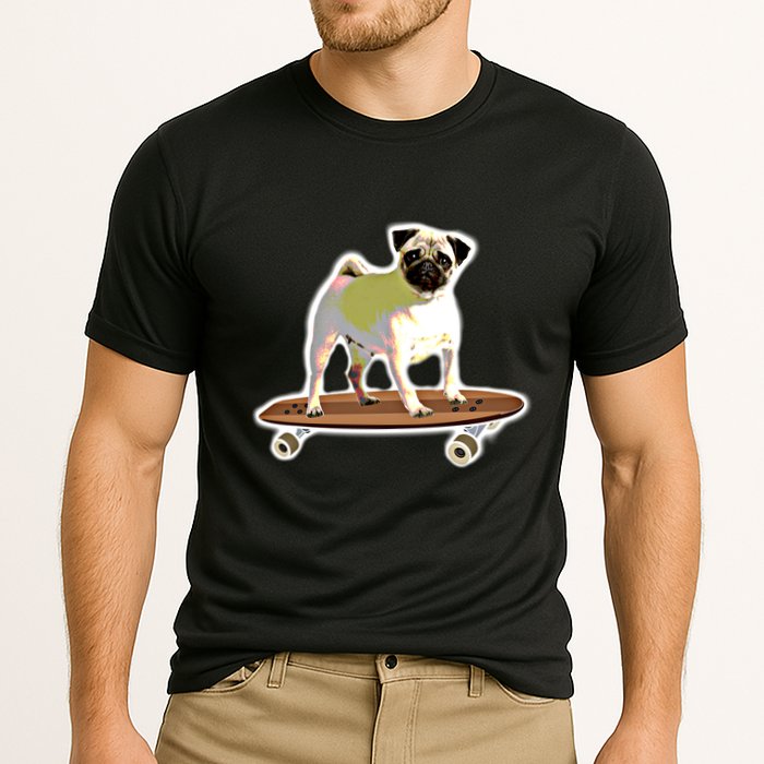 Skateboarding Pug Dog Riding Skateboard Skater Gift Cooling Performance Crew T-Shirt