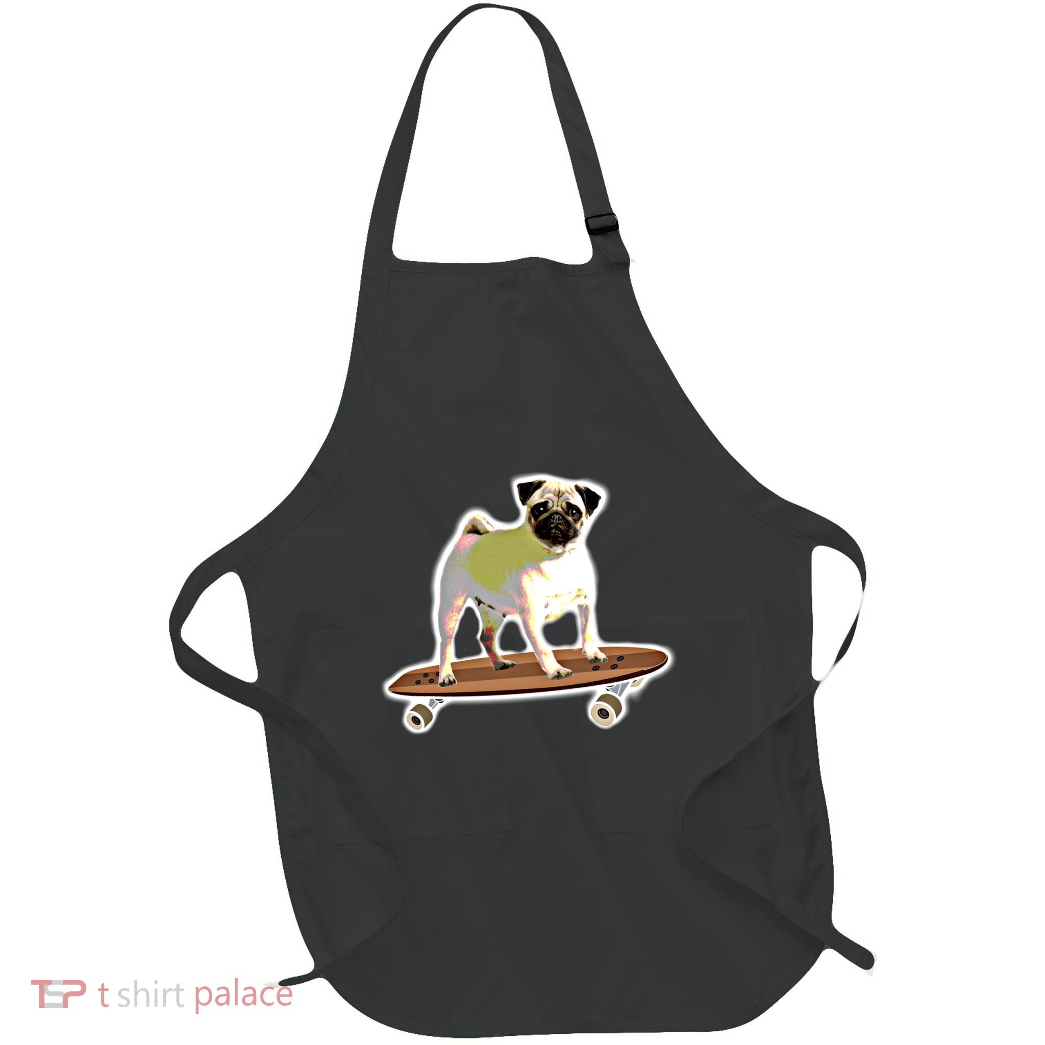Skateboarding Pug Dog Riding Skateboard Skater Gift Apron