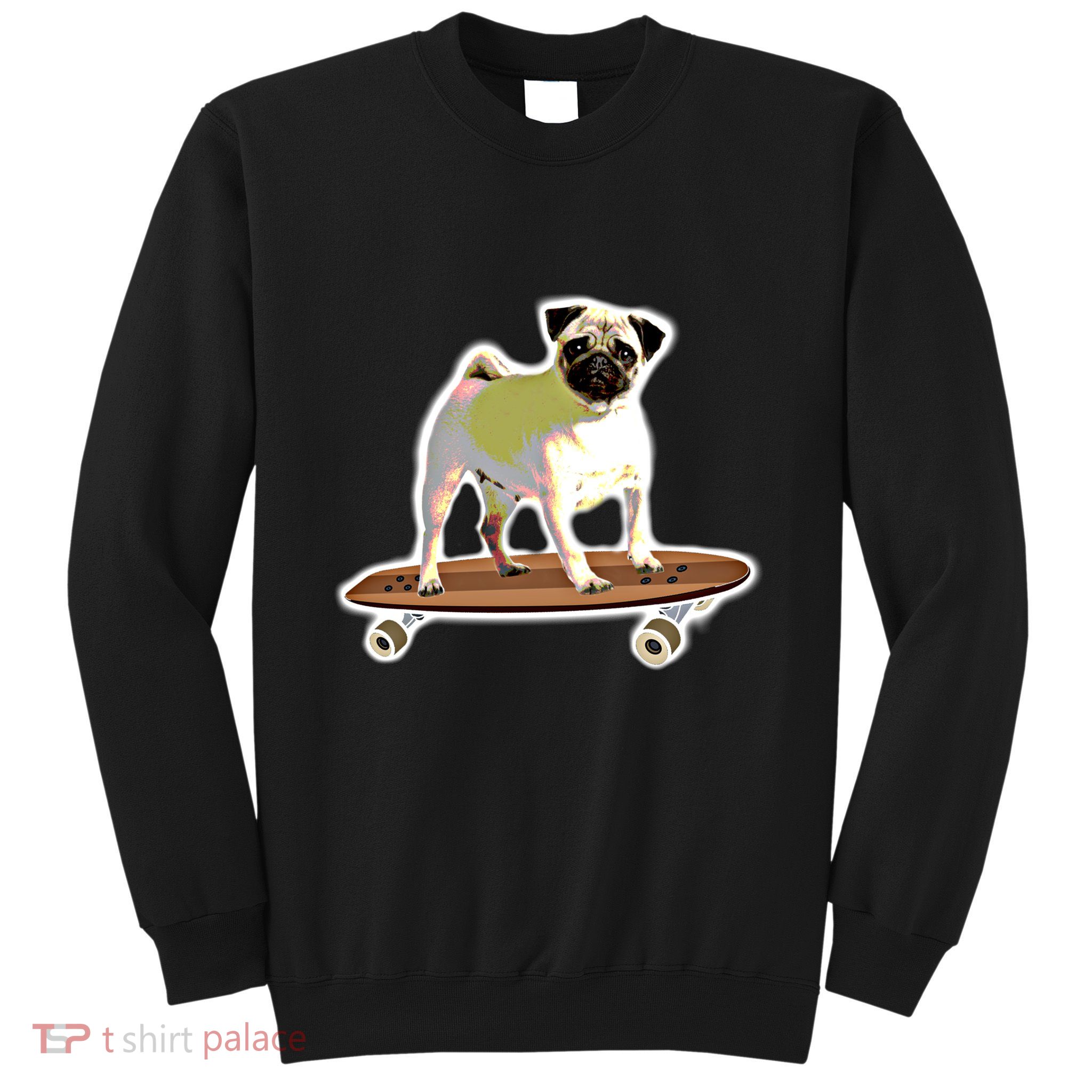 Skateboarding Pug Dog Riding Skateboard Skater Gift Sweatshirt