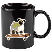 Skateboarding Pug Dog Riding Skateboard Skater Gift 11oz C Handle Ceramic Mug