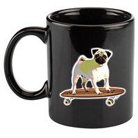 Skateboarding Pug Dog Riding Skateboard Skater Gift 11oz C Handle Ceramic Mug