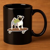 Skateboarding Pug Dog Riding Skateboard Skater Gift 11oz C Handle Ceramic Mug