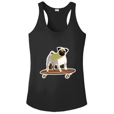 Skateboarding Pug Dog Riding Skateboard Skater Gift Ladies PosiCharge Competitor Racerback Tank