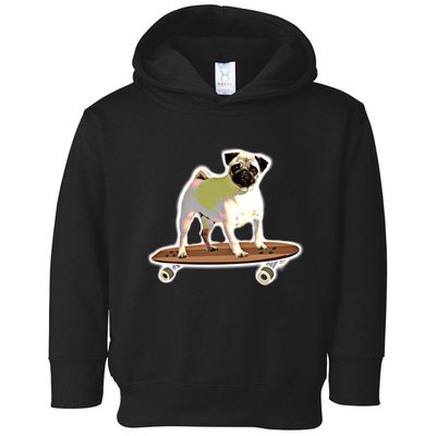 Skateboarding Pug Dog Riding Skateboard Skater Gift Toddler Hoodie