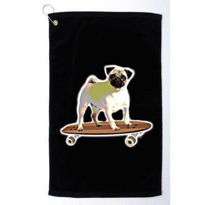 Skateboarding Pug Dog Riding Skateboard Skater Gift Golf Towel