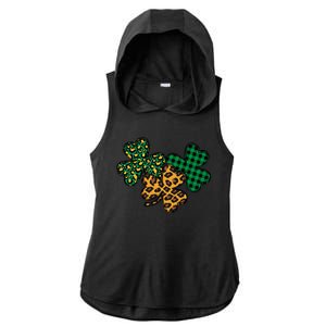 St. Patrick's Day Lucky Leaf Ladies PosiCharge Tri-Blend Wicking Draft Hoodie Tank