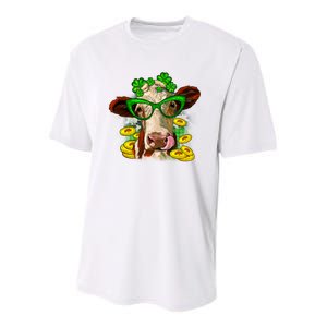 St. Patrick's Day Cow Youth Performance Sprint T-Shirt