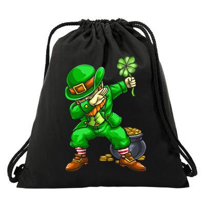 St Patricks Day Dabbing Leprechaun Dab Dance Drawstring Bag