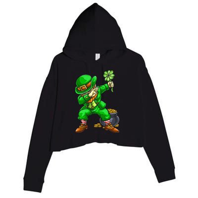 St Patricks Day Dabbing Leprechaun Dab Dance Crop Fleece Hoodie