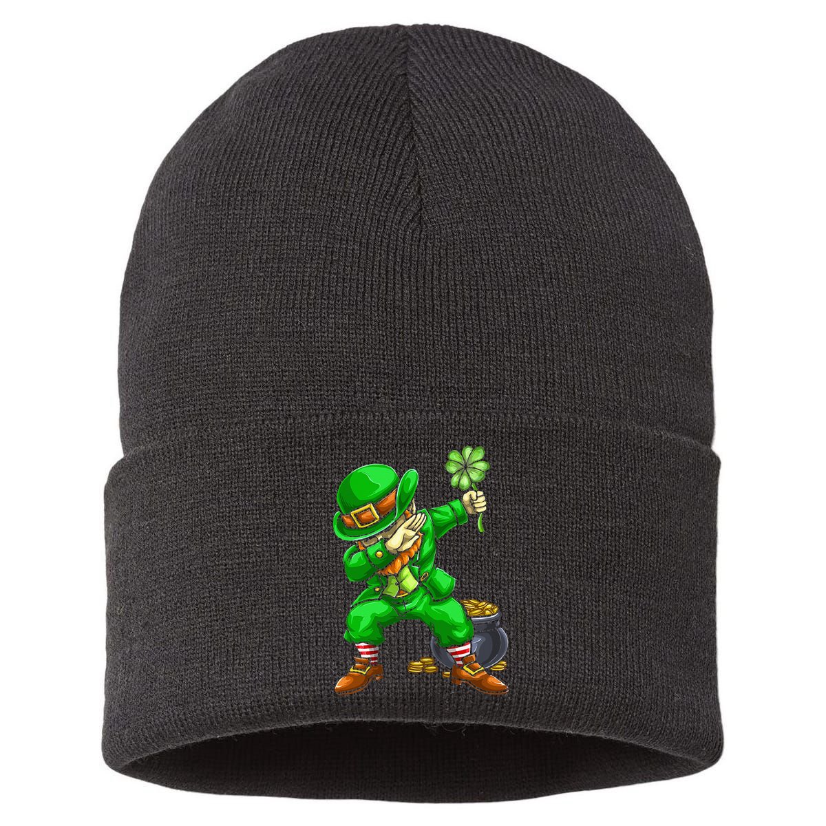 St Patricks Day Dabbing Leprechaun Dab Dance Sustainable Knit Beanie