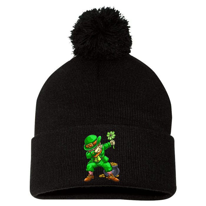 St Patricks Day Dabbing Leprechaun Dab Dance Pom Pom 12in Knit Beanie