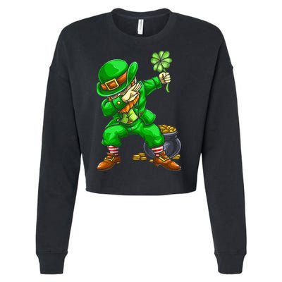 St Patricks Day Dabbing Leprechaun Dab Dance Cropped Pullover Crew