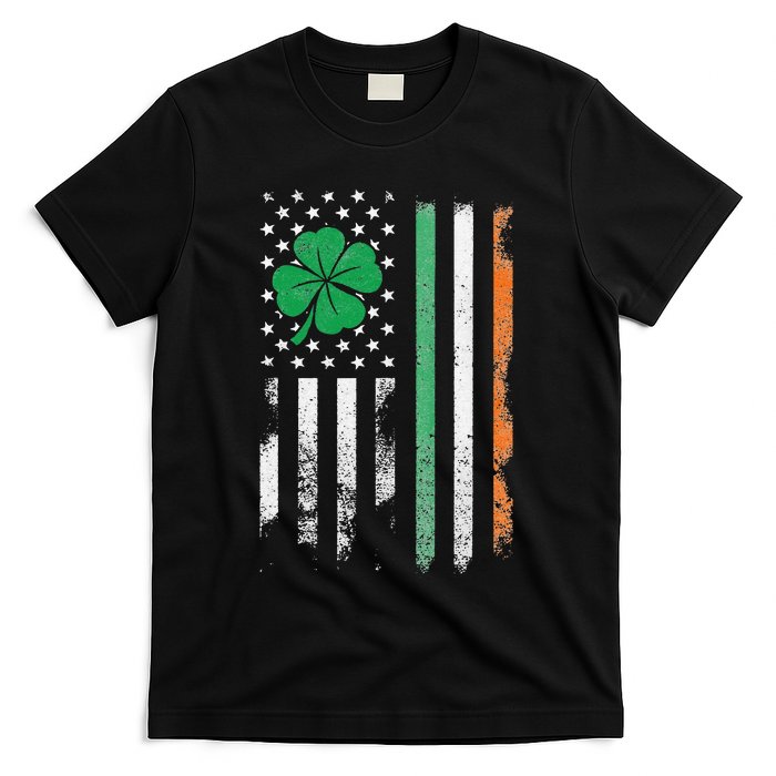 St Patrick's Day Irish American Flag Vintage Shamrock Lucky T-Shirt