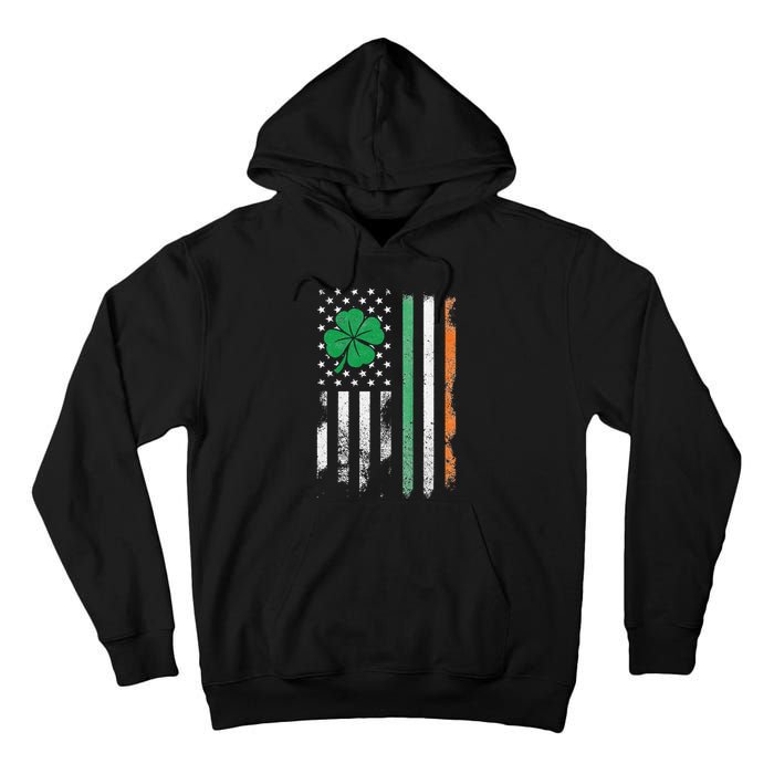 St Patrick's Day Irish American Flag Vintage Shamrock Lucky Tall Hoodie